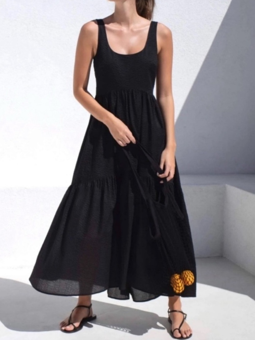 AYR Magic Hour Sleeveless Smocked Maxi Dress in Black Size XS